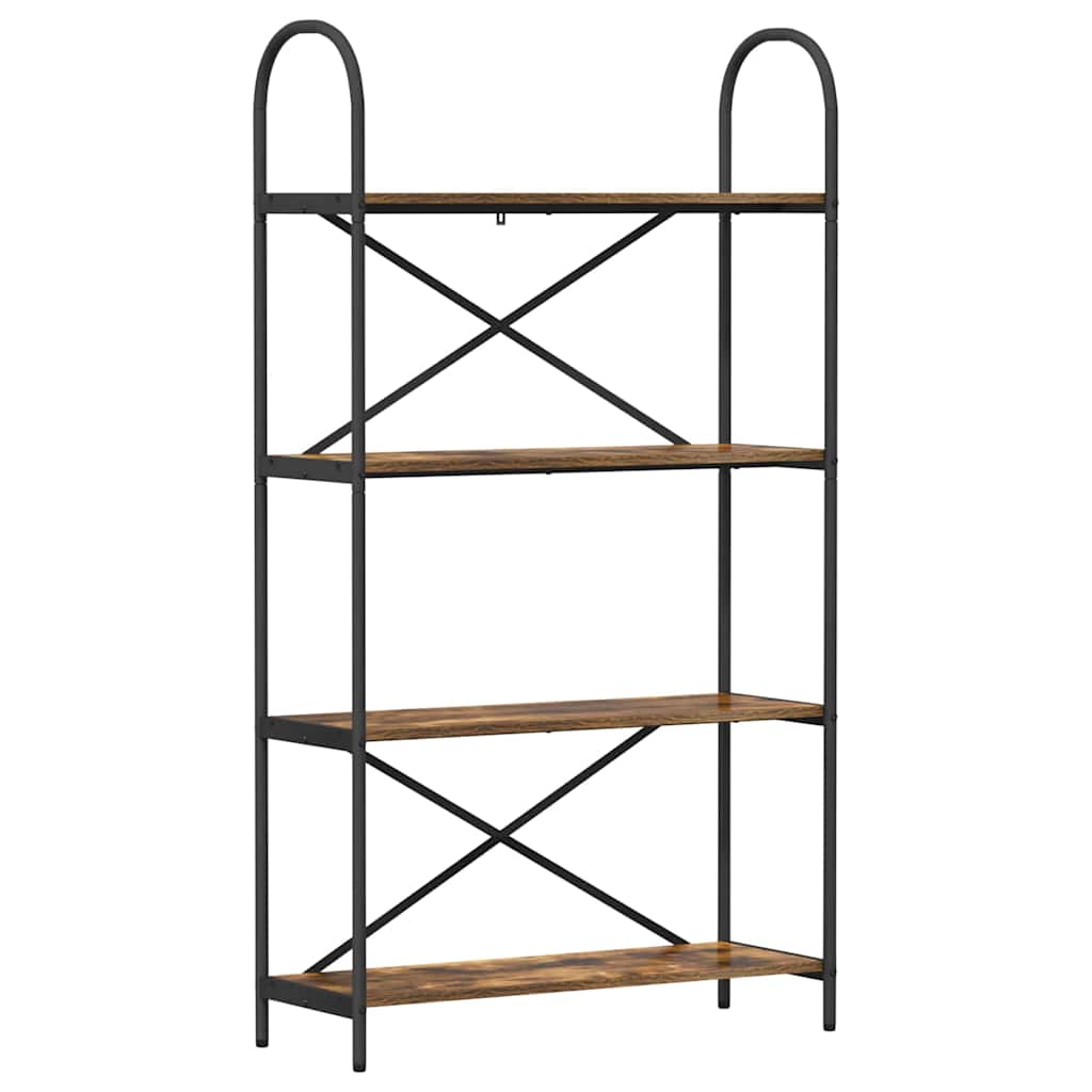 Bogreol 4 niveauer 80 x 30 x 146 cm Konstrueret træ Røget eg