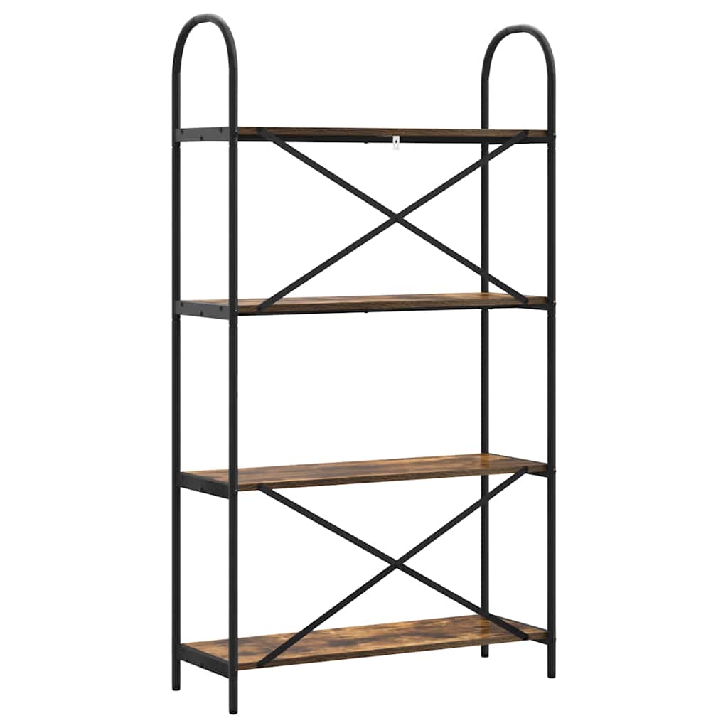 Bogreol 4 niveauer 80 x 30 x 146 cm Konstrueret træ Røget eg