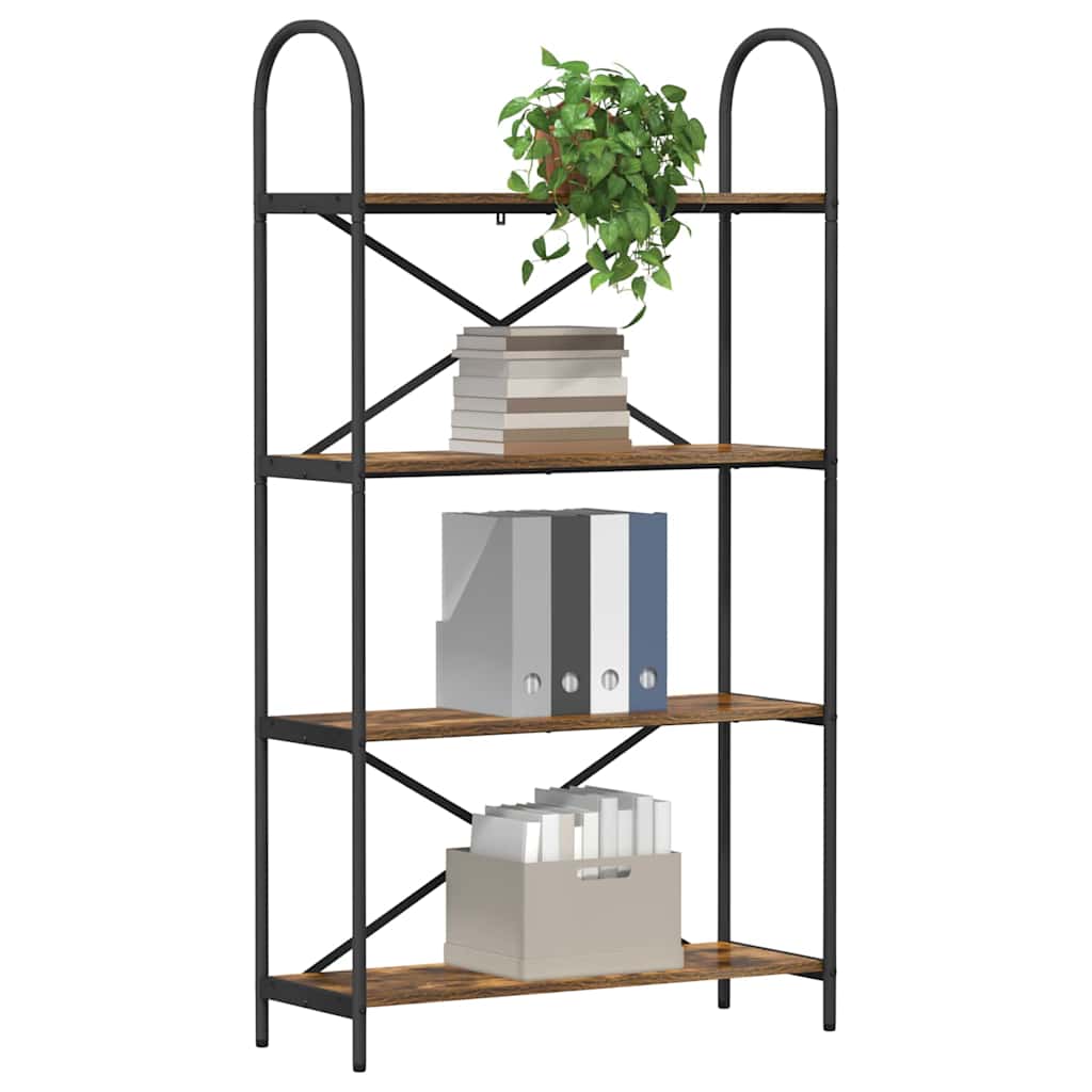 Bogreol 4 niveauer 80 x 30 x 146 cm Konstrueret træ Røget eg