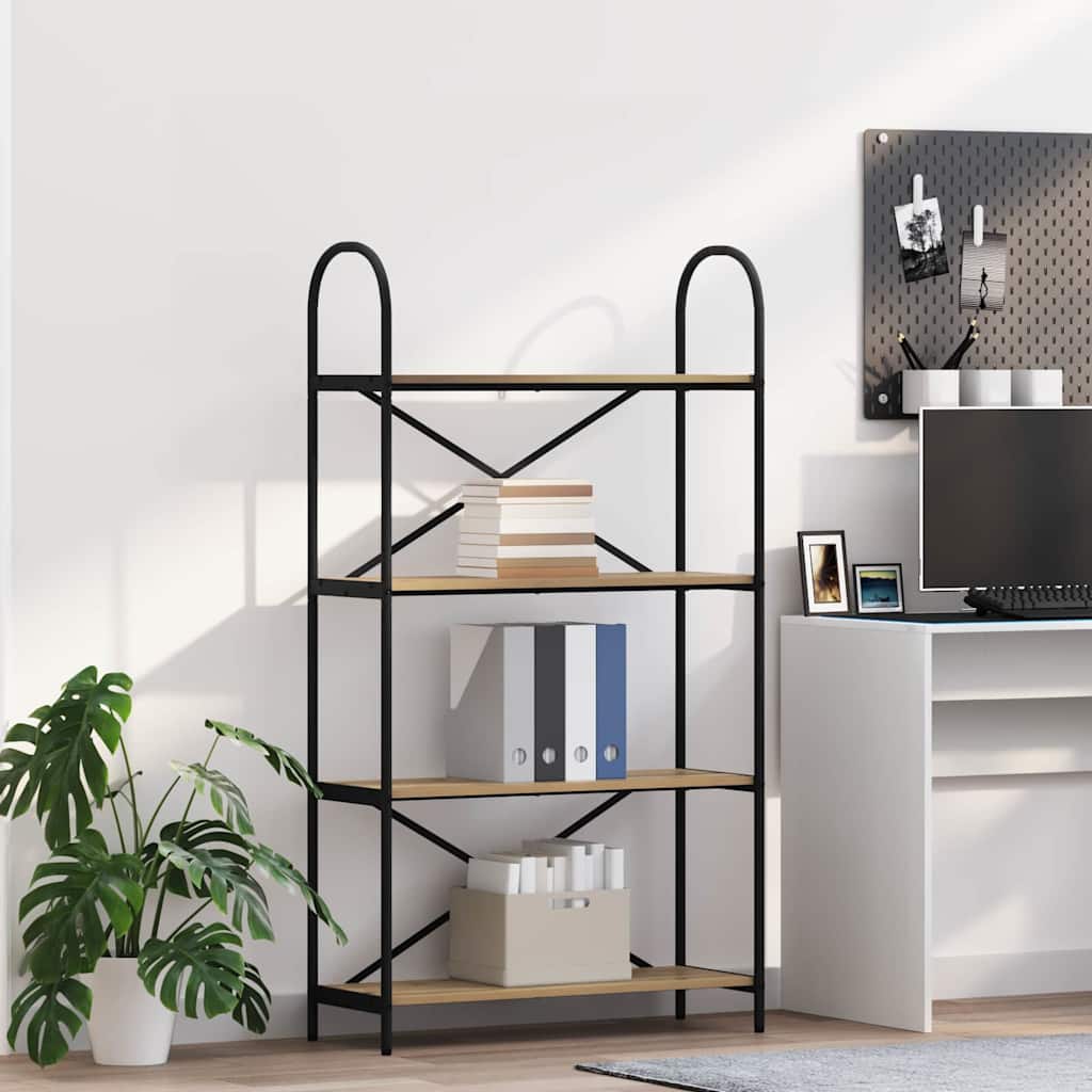 Bogreol 4 niveauer 80 x 30 x 146 cm Konstrueret træ