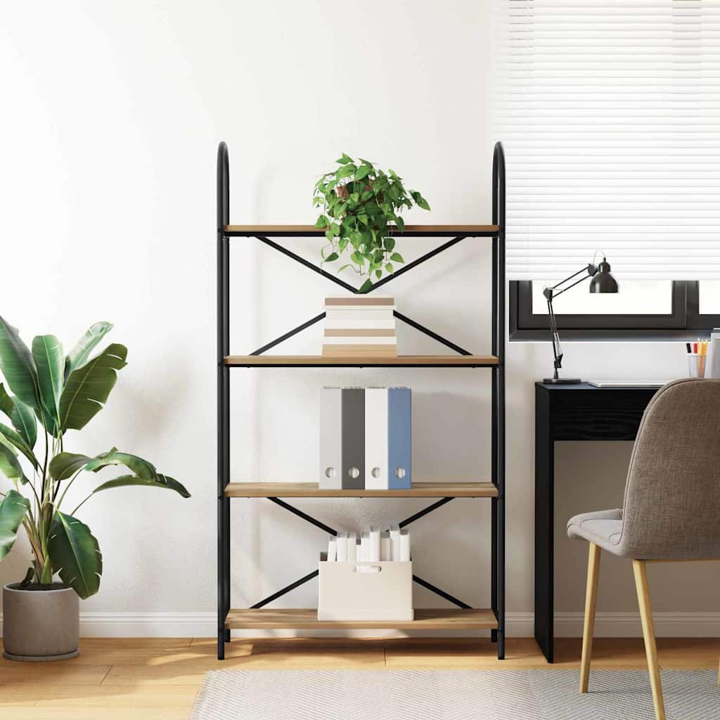 Bogreol 4 niveauer 80 x 30 x 146 cm Konstrueret træ