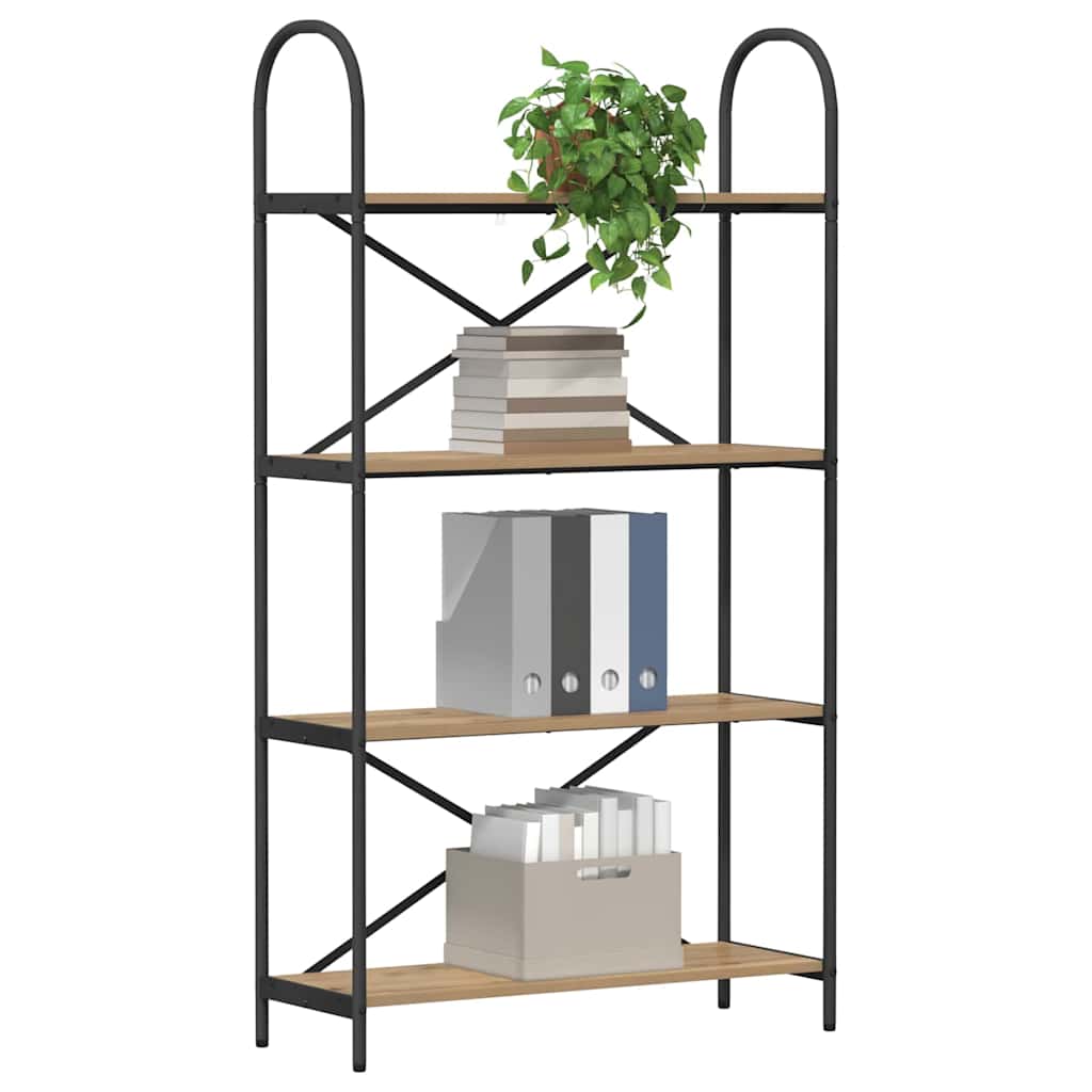 Bogreol 4 niveauer 80 x 30 x 146 cm Konstrueret træ