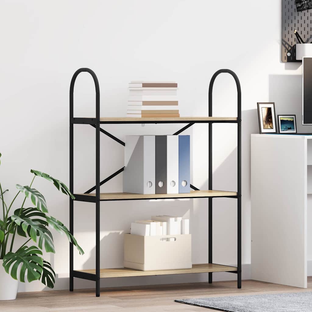Bogreol 3 niveauer 80 x 30 x 109 cm Konstrueret træ Sonoma eg