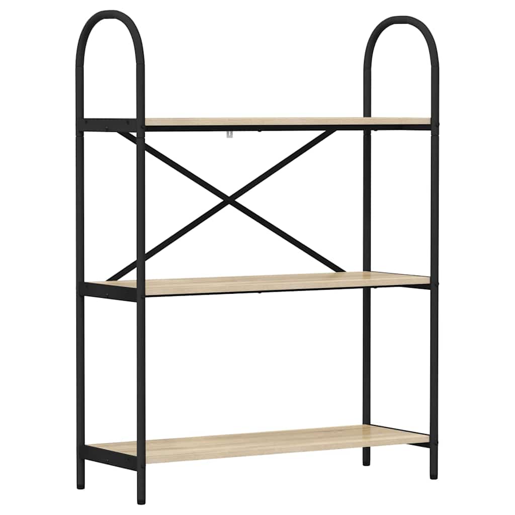 Bogreol 3 niveauer 80 x 30 x 109 cm Konstrueret træ Sonoma eg