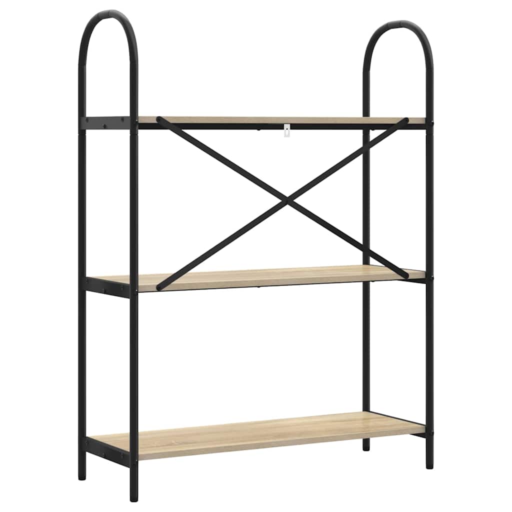 Bogreol 3 niveauer 80 x 30 x 109 cm Konstrueret træ Sonoma eg