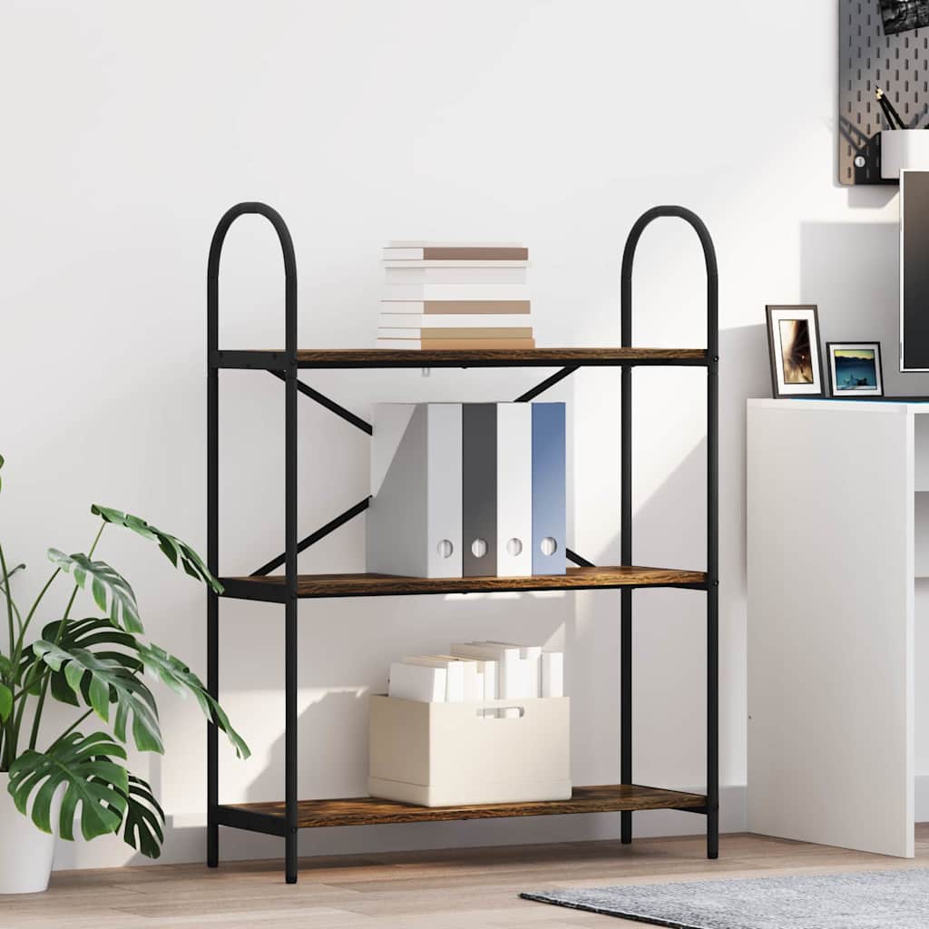 Bogreol 3 niveauer 80 x 30 x 109 cm Konstrueret træ Røget eg