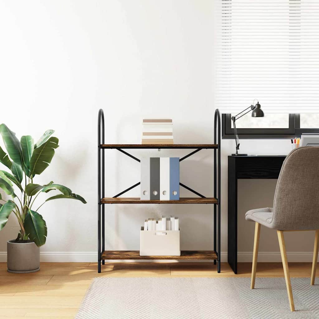 Bogreol 3 niveauer 80 x 30 x 109 cm Konstrueret træ Røget eg