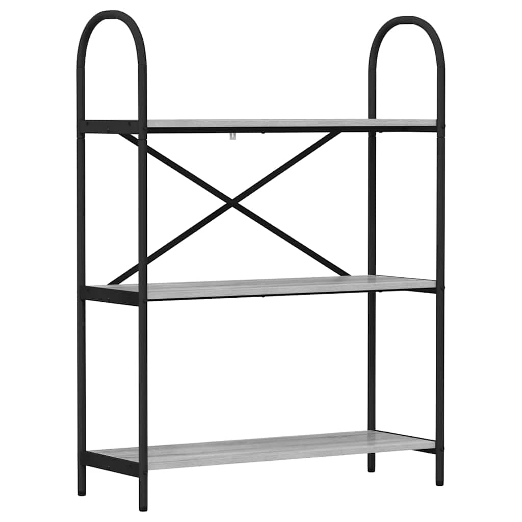 Bogreol 3 niveauer 80 x 30 x 109 cm Konstrueret træ Grå Sonoma