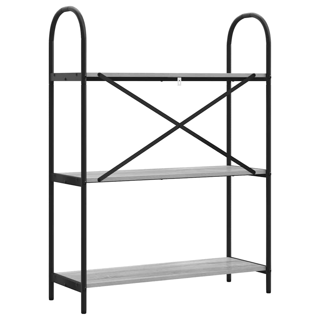 Bogreol 3 niveauer 80 x 30 x 109 cm Konstrueret træ Grå Sonoma