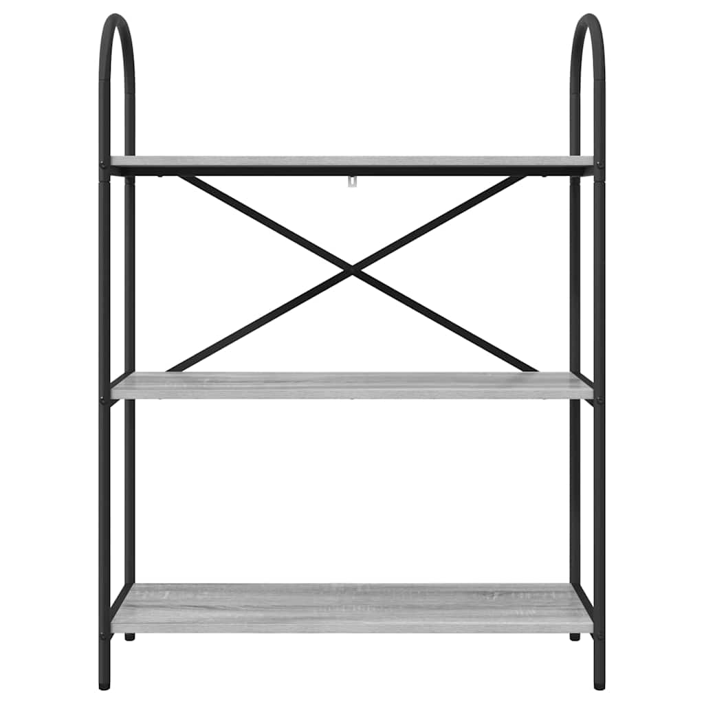 Bogreol 3 niveauer 80 x 30 x 109 cm Konstrueret træ Grå Sonoma