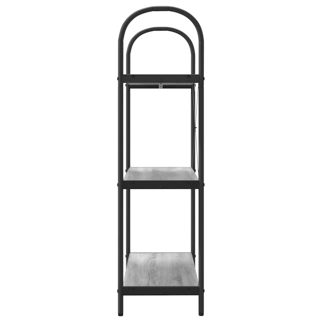 Bogreol 3 niveauer 80 x 30 x 109 cm Konstrueret træ Grå Sonoma