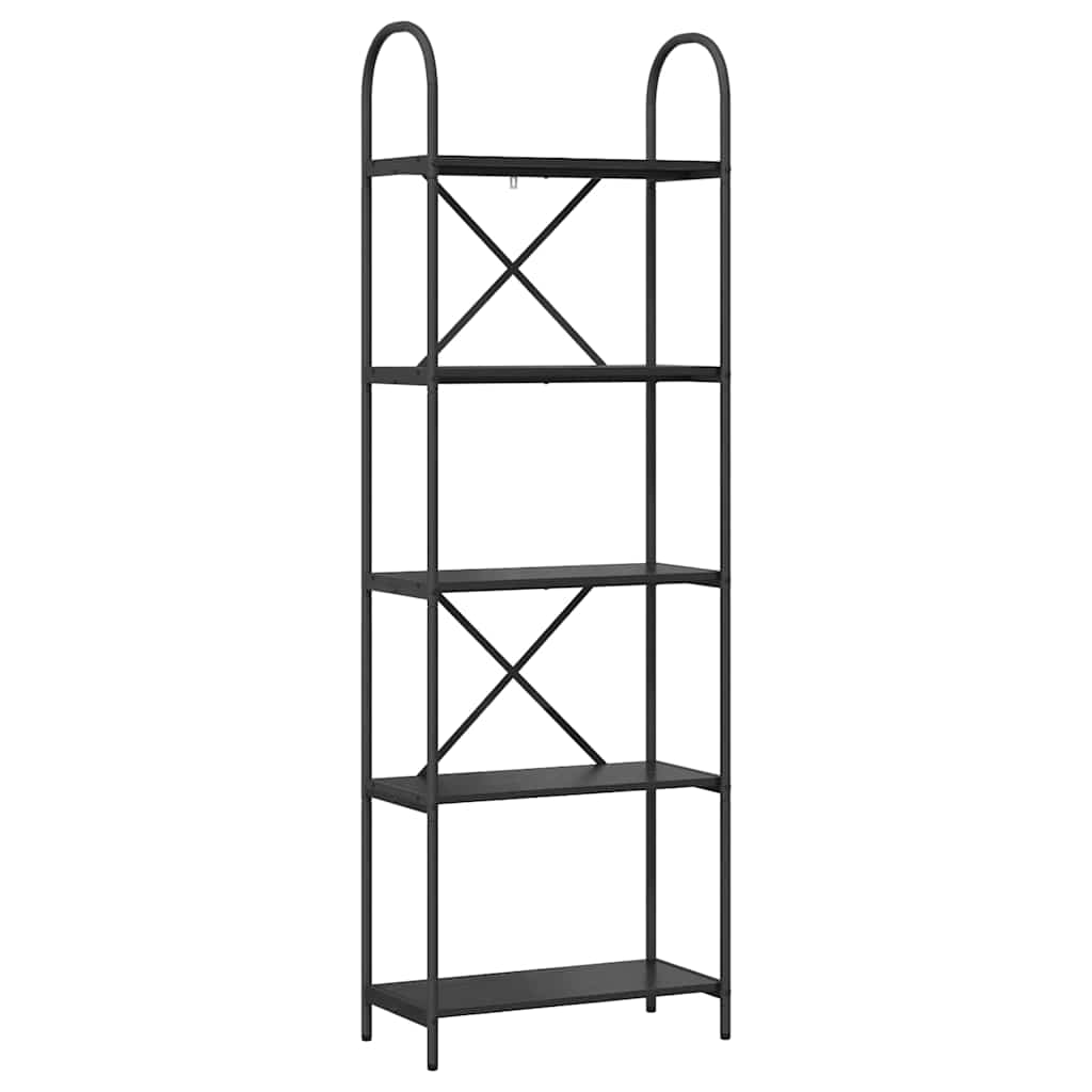 Bogreol 5 niveauer 60 x 30 x 183 cm Konstrueret træ Sort eg