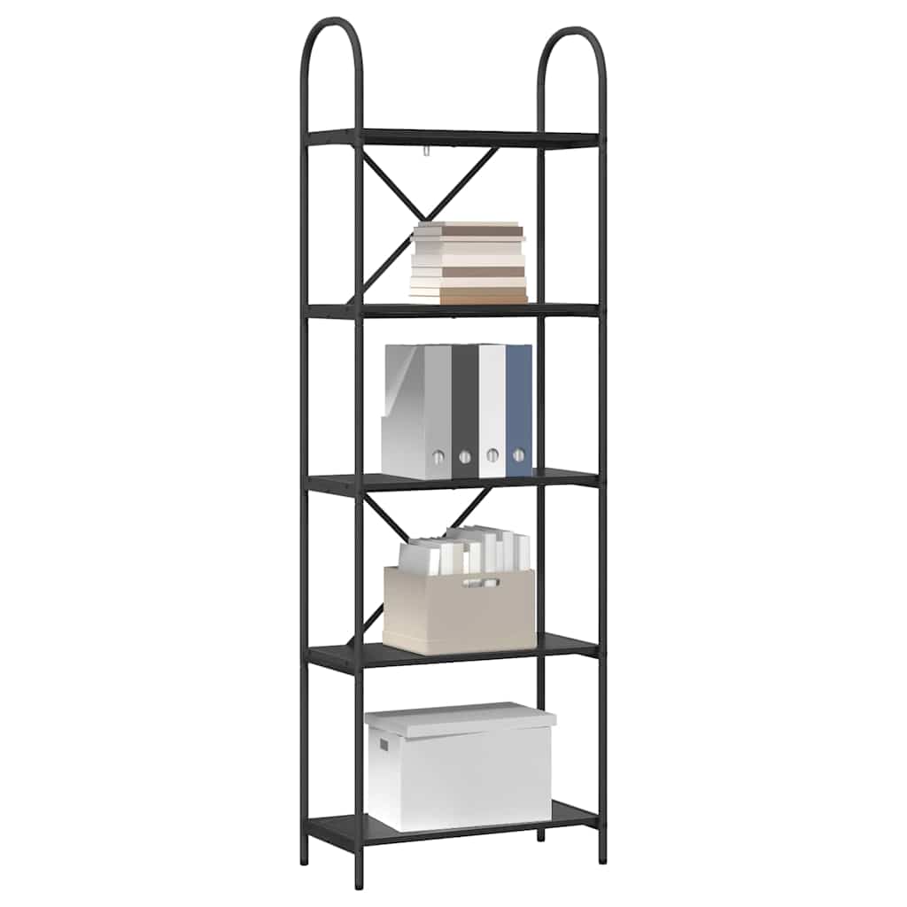 Bogreol 5 niveauer 60 x 30 x 183 cm Konstrueret træ Sort eg