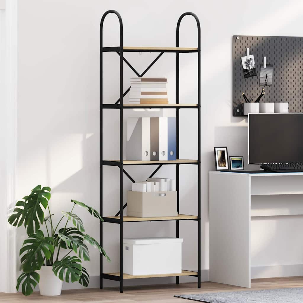 Bogreol 5 niveauer 60 x 30 x 183 cm Konstrueret træ Sonoma eg