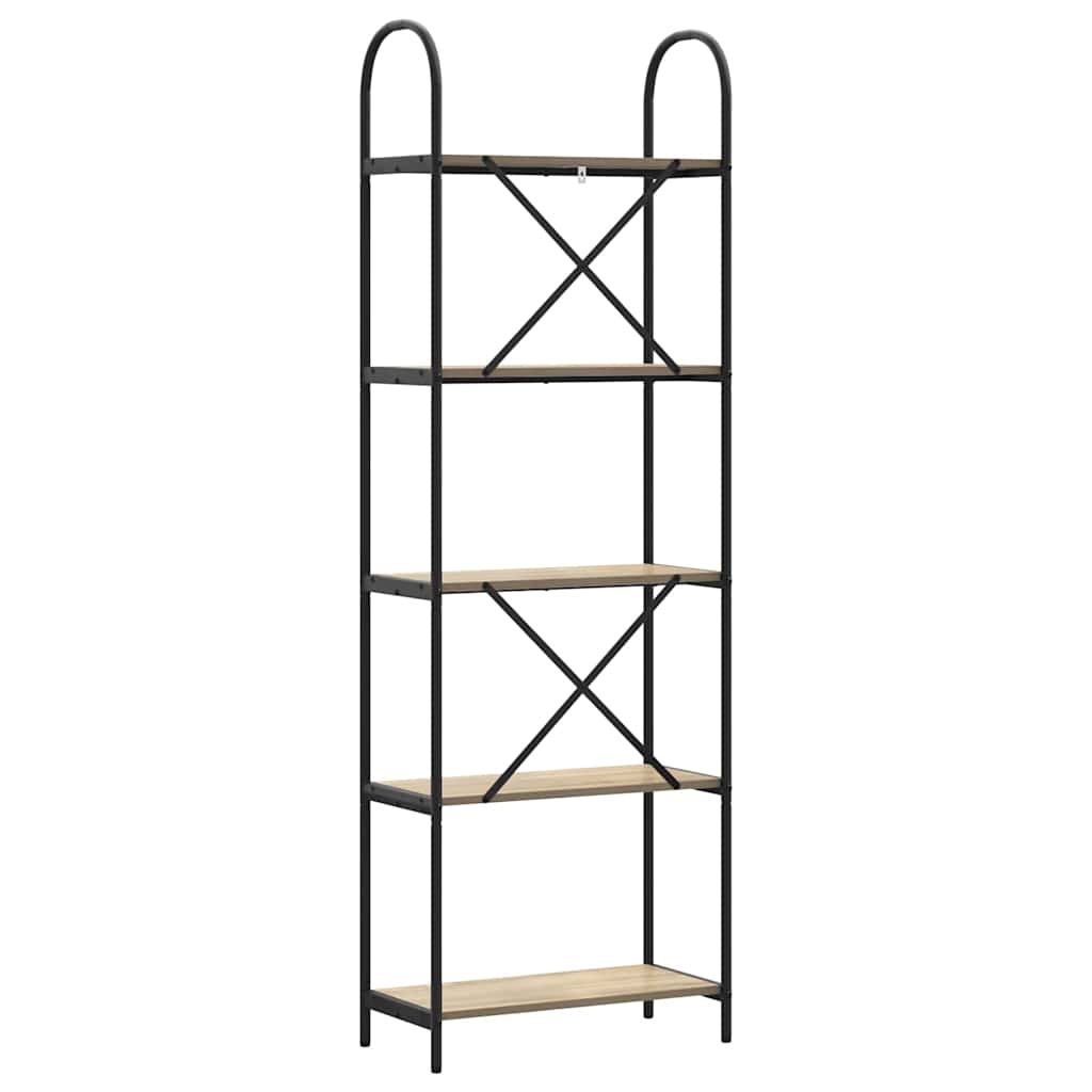 Bogreol 5 niveauer 60 x 30 x 183 cm Konstrueret træ Sonoma eg