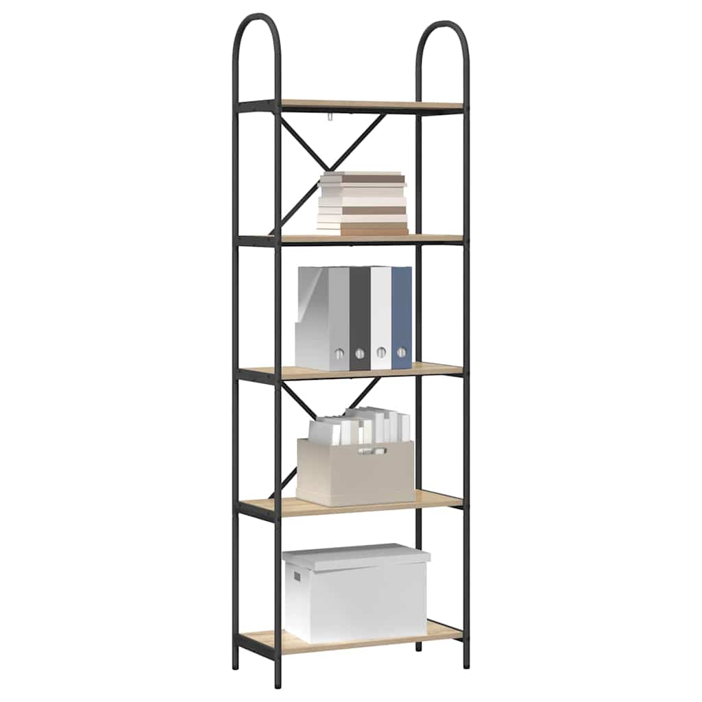 Bogreol 5 niveauer 60 x 30 x 183 cm Konstrueret træ Sonoma eg