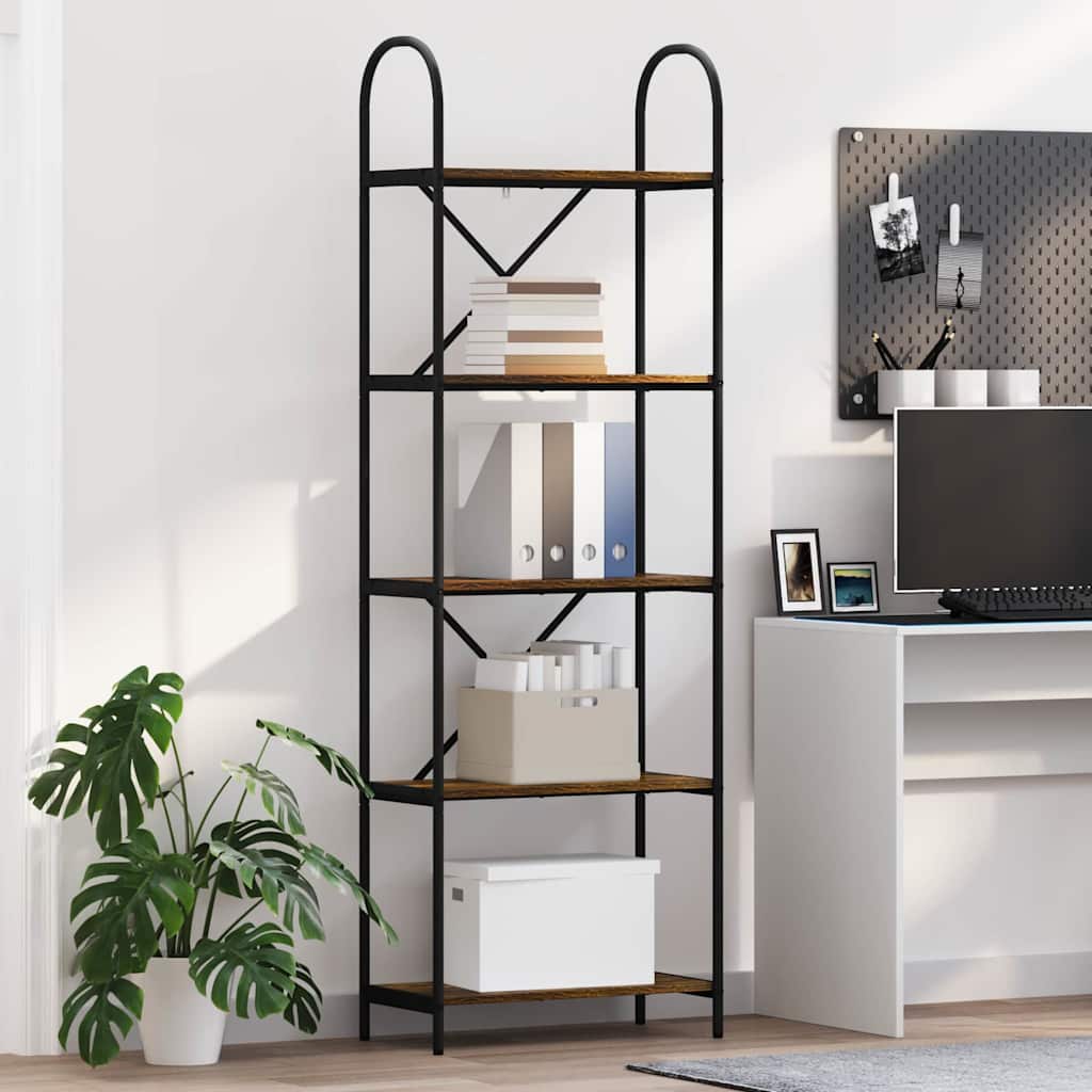 Bogreol 5 niveauer 60 x 30 x 183 cm Konstrueret træ Røget eg