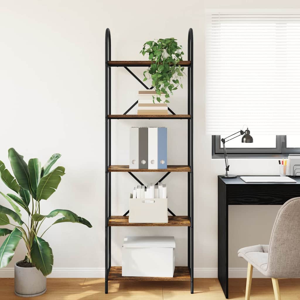 Bogreol 5 niveauer 60 x 30 x 183 cm Konstrueret træ Røget eg