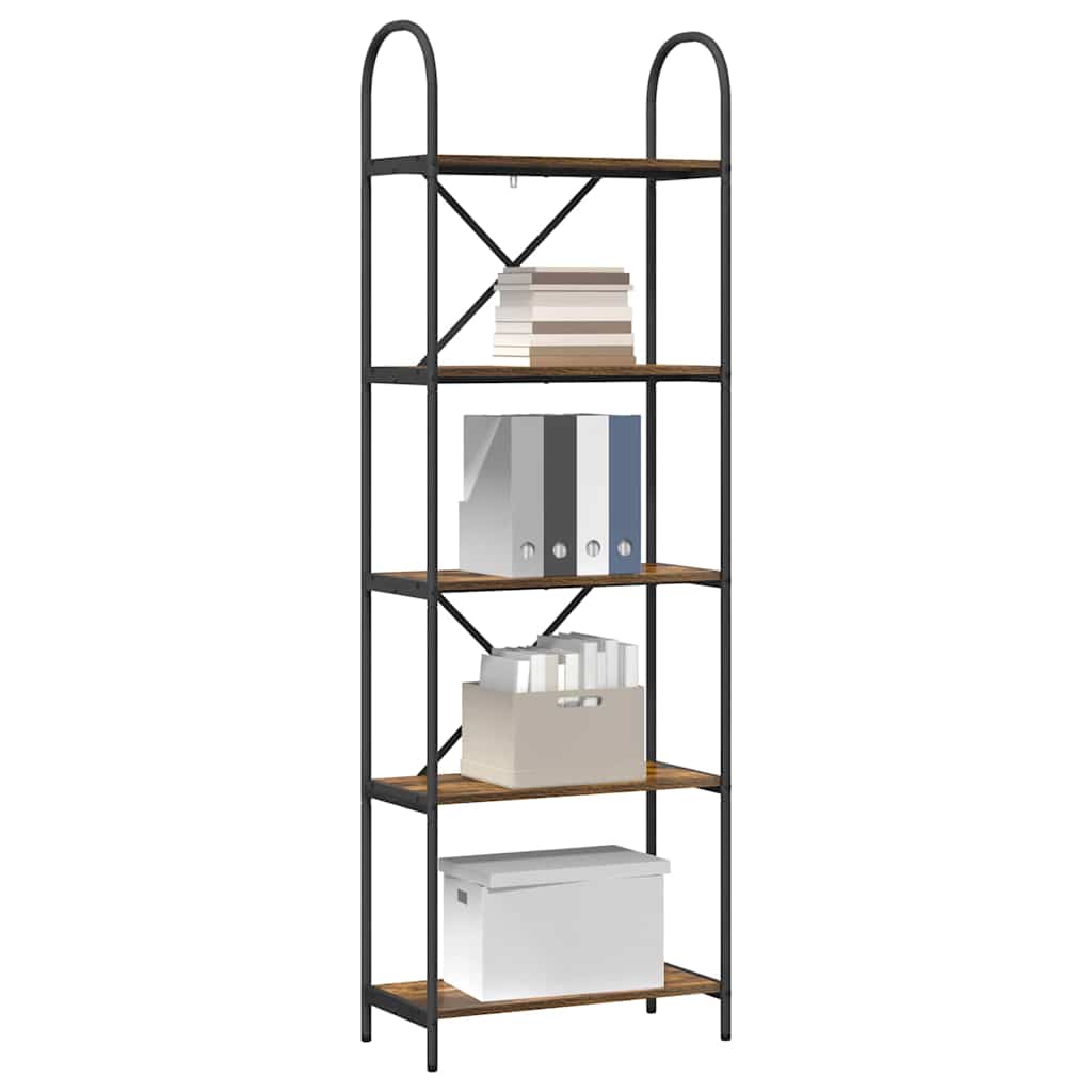 Bogreol 5 niveauer 60 x 30 x 183 cm Konstrueret træ Røget eg