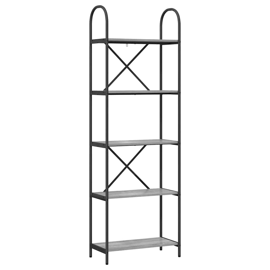 Bogreol 5 niveauer 60 x 30 x 183 cm Konstrueret træ Grå Sonoma