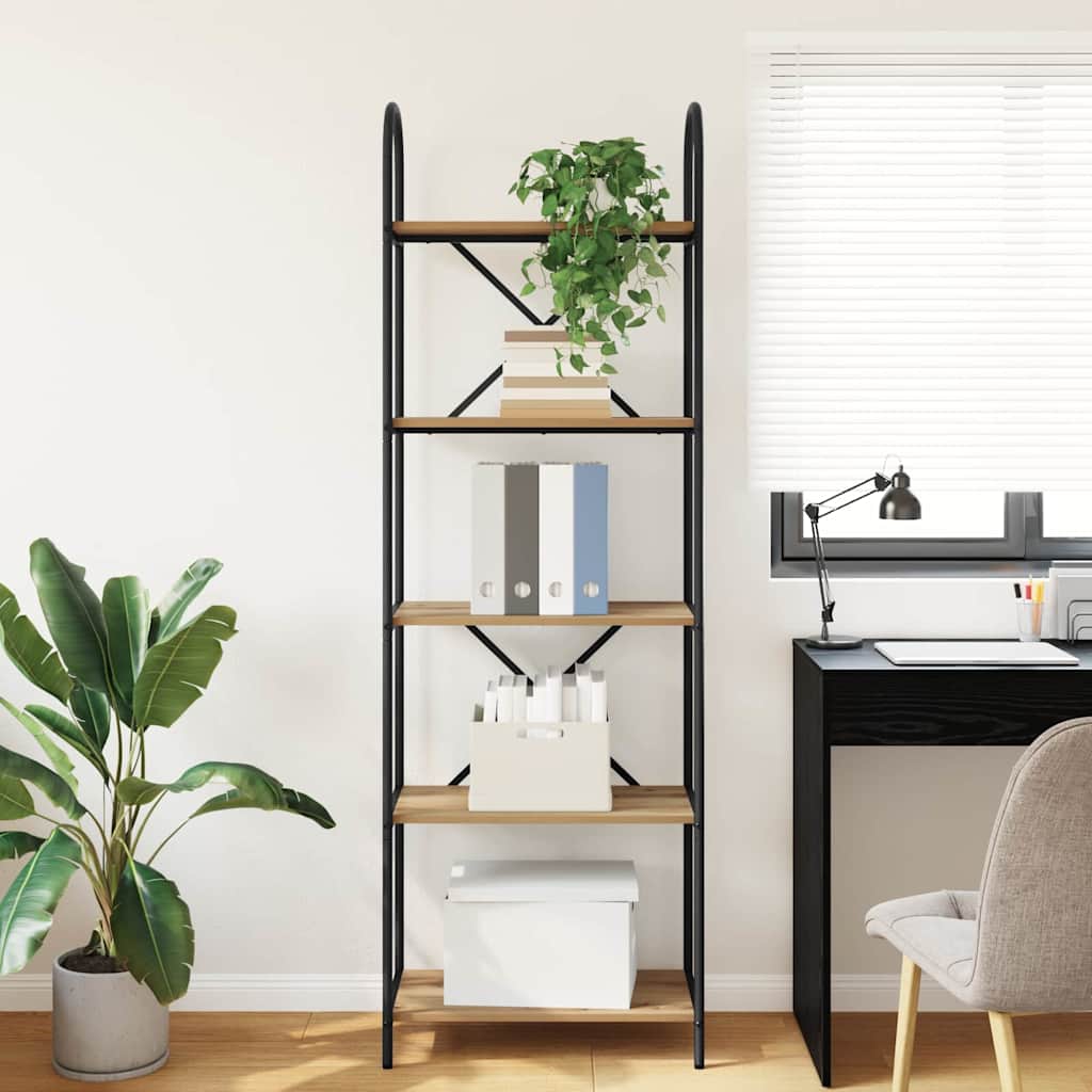 Bogreol 5 niveauer 60 x 30 x 183 cm Konstrueret træ