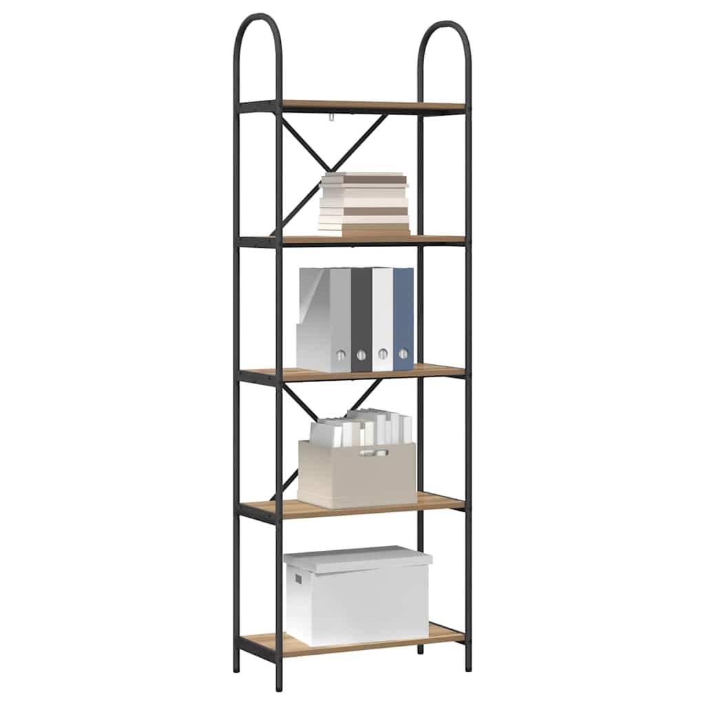 Bogreol 5 niveauer 60 x 30 x 183 cm Konstrueret træ