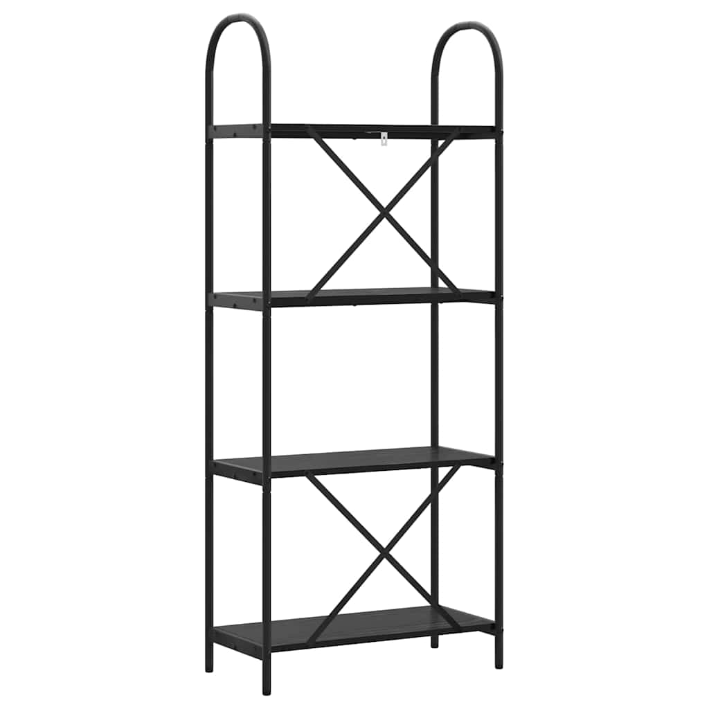 Bogreol 4 niveauer 60 x 30 x 146 cm Konstrueret træ Sort eg