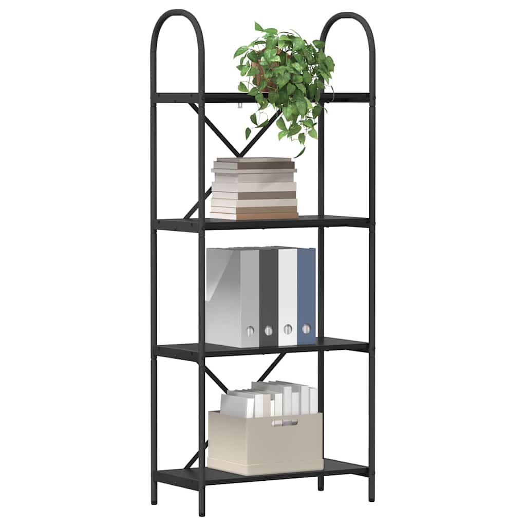 Bogreol 4 niveauer 60 x 30 x 146 cm Konstrueret træ Sort eg