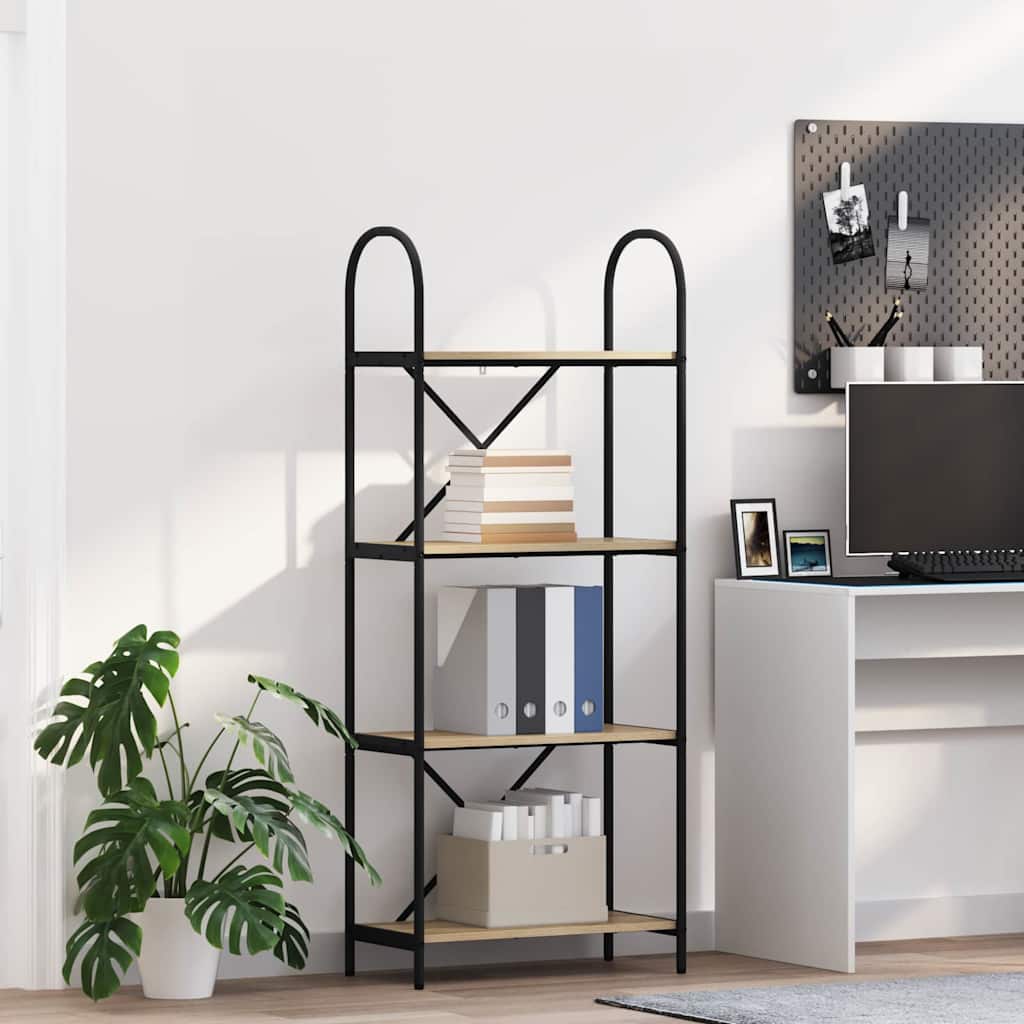 Bogreol 4 niveauer 60 x 30 x 146 cm Konstrueret træ Sonoma eg