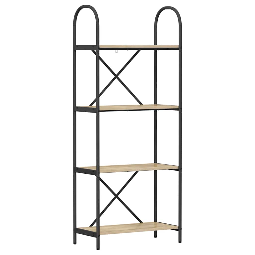 Bogreol 4 niveauer 60 x 30 x 146 cm Konstrueret træ Sonoma eg
