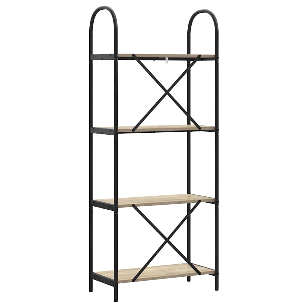Bogreol 4 niveauer 60 x 30 x 146 cm Konstrueret træ Sonoma eg