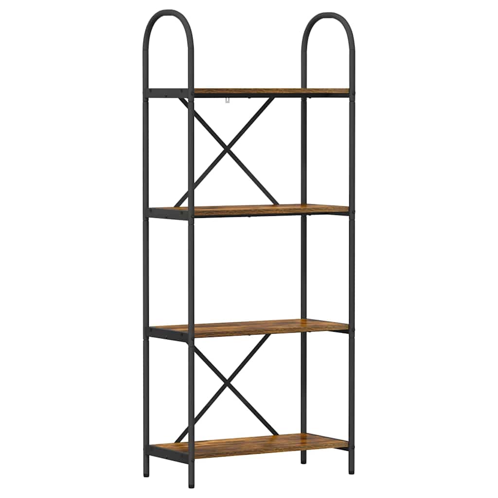 Bogreol 4 niveauer 60 x 30 x 146 cm Konstrueret træ Røget eg