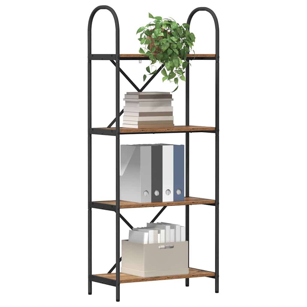 Bogreol 4 niveauer 60 x 30 x 146 cm Konstrueret træ Røget eg