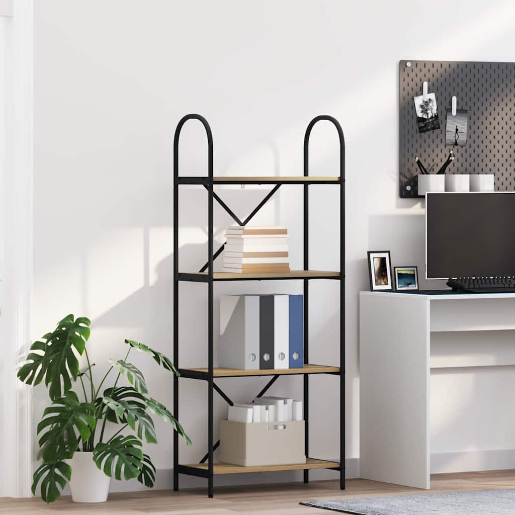 Bogreol 4 niveauer 60 x 30 x 146 cm Konstrueret træ