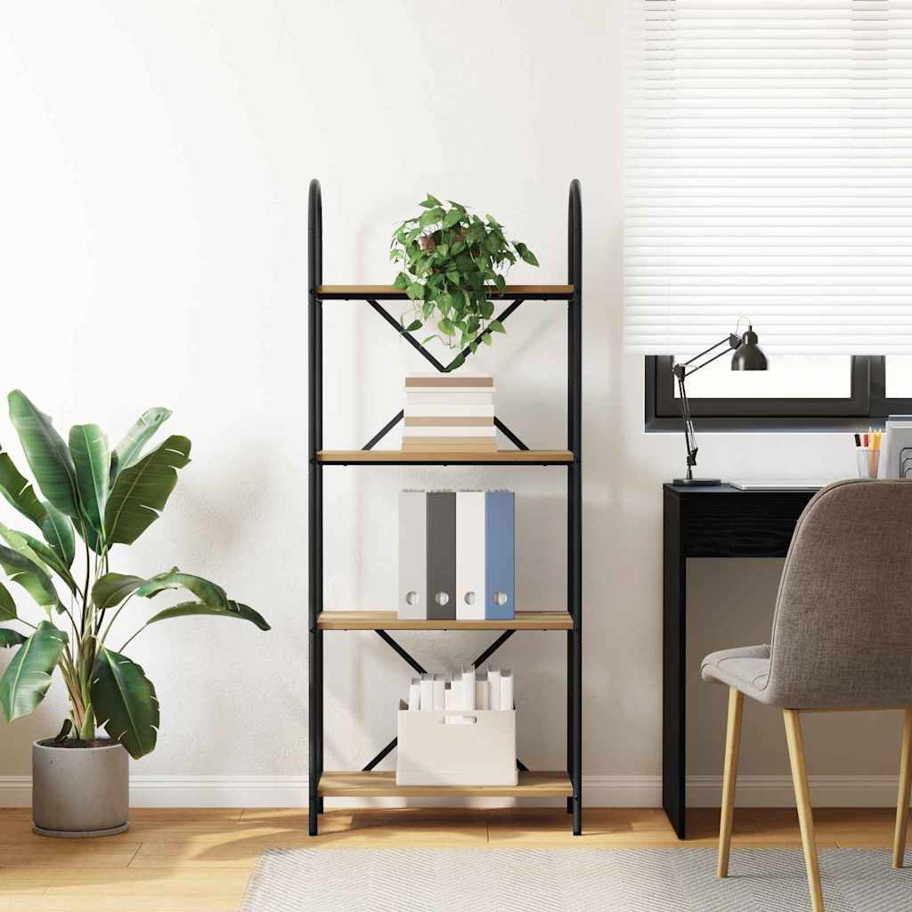 Bogreol 4 niveauer 60 x 30 x 146 cm Konstrueret træ