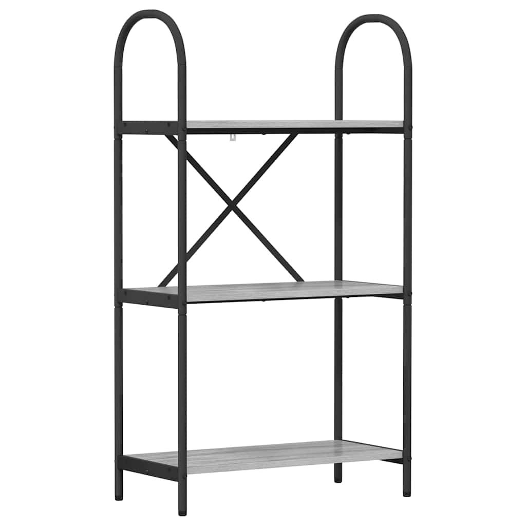 Bogreol 3 niveauer 60 x 30 x 109 cm Konstrueret træ Grå Sonoma