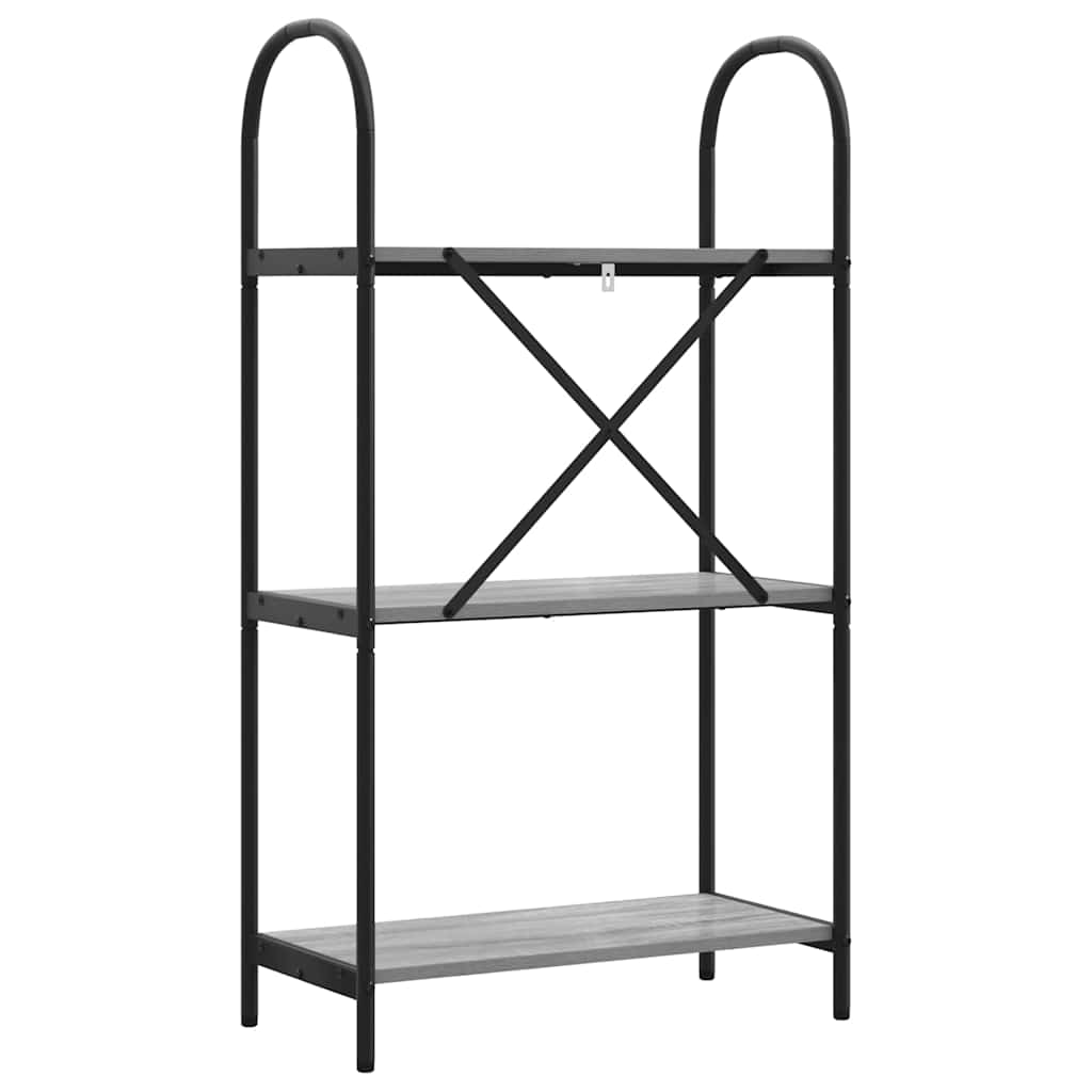 Bogreol 3 niveauer 60 x 30 x 109 cm Konstrueret træ Grå Sonoma
