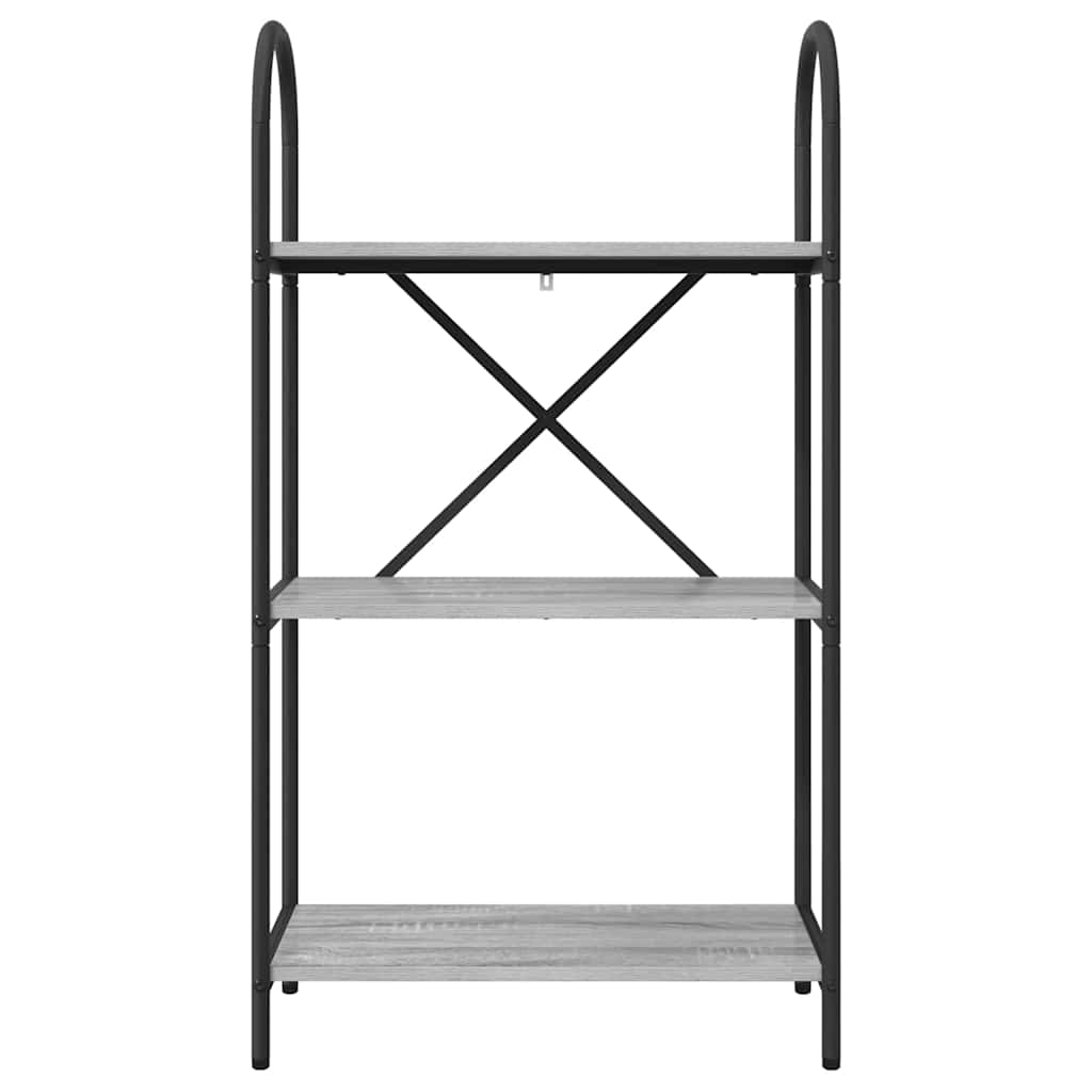 Bogreol 3 niveauer 60 x 30 x 109 cm Konstrueret træ Grå Sonoma