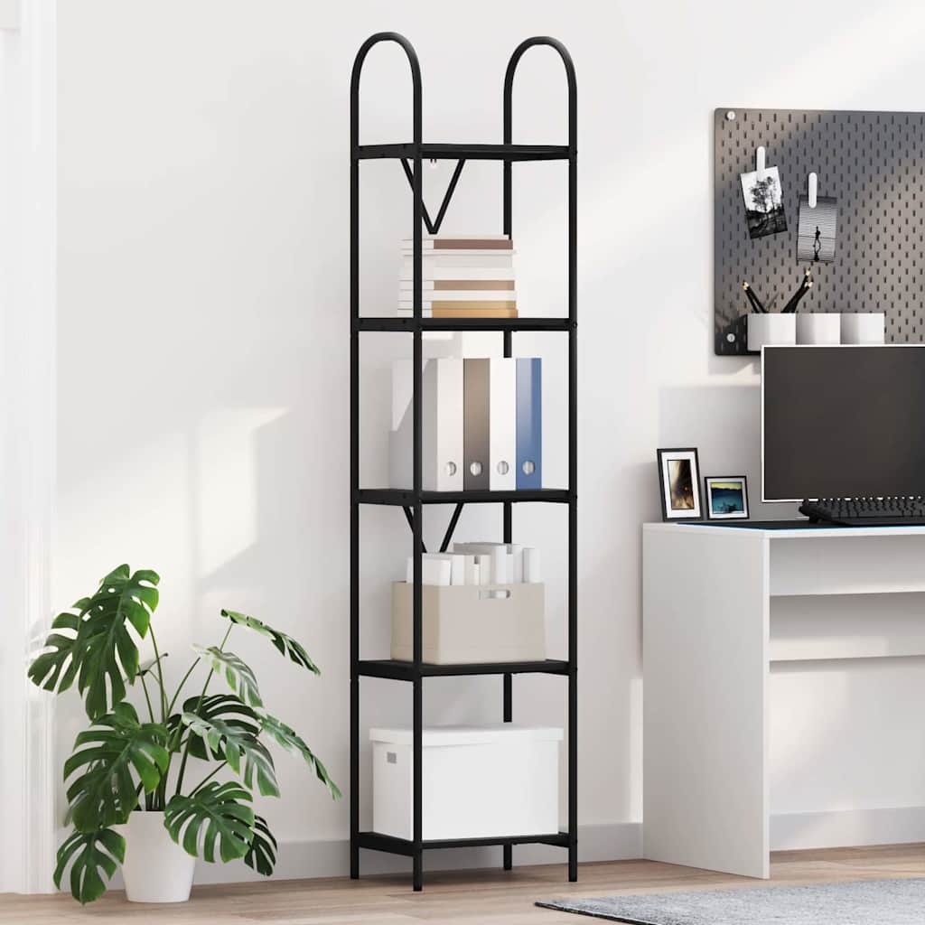 Bogreol 5 niveauer 40 x 30 x 183 cm Konstrueret træ Sort eg