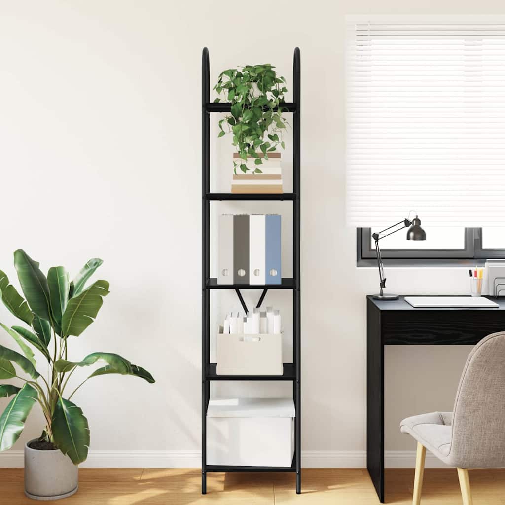 Bogreol 5 niveauer 40 x 30 x 183 cm Konstrueret træ Sort eg