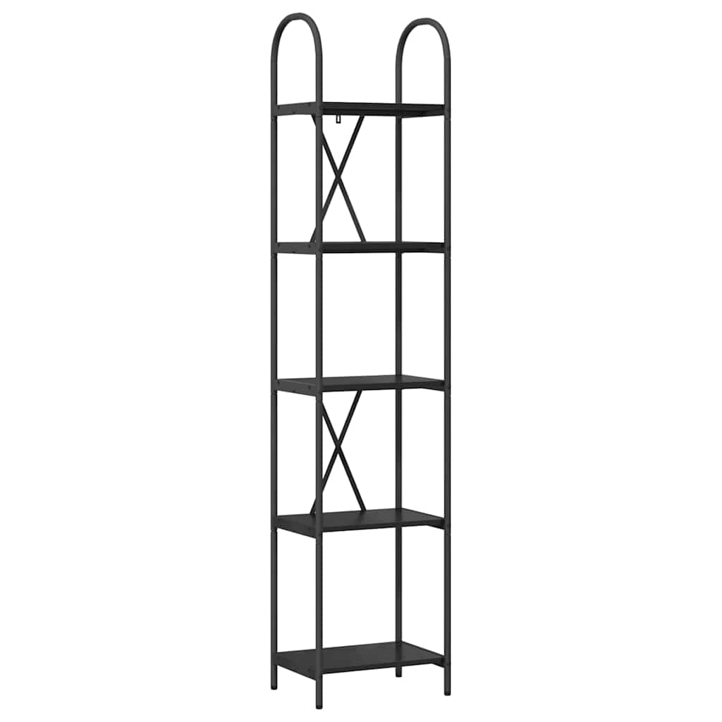 Bogreol 5 niveauer 40 x 30 x 183 cm Konstrueret træ Sort eg