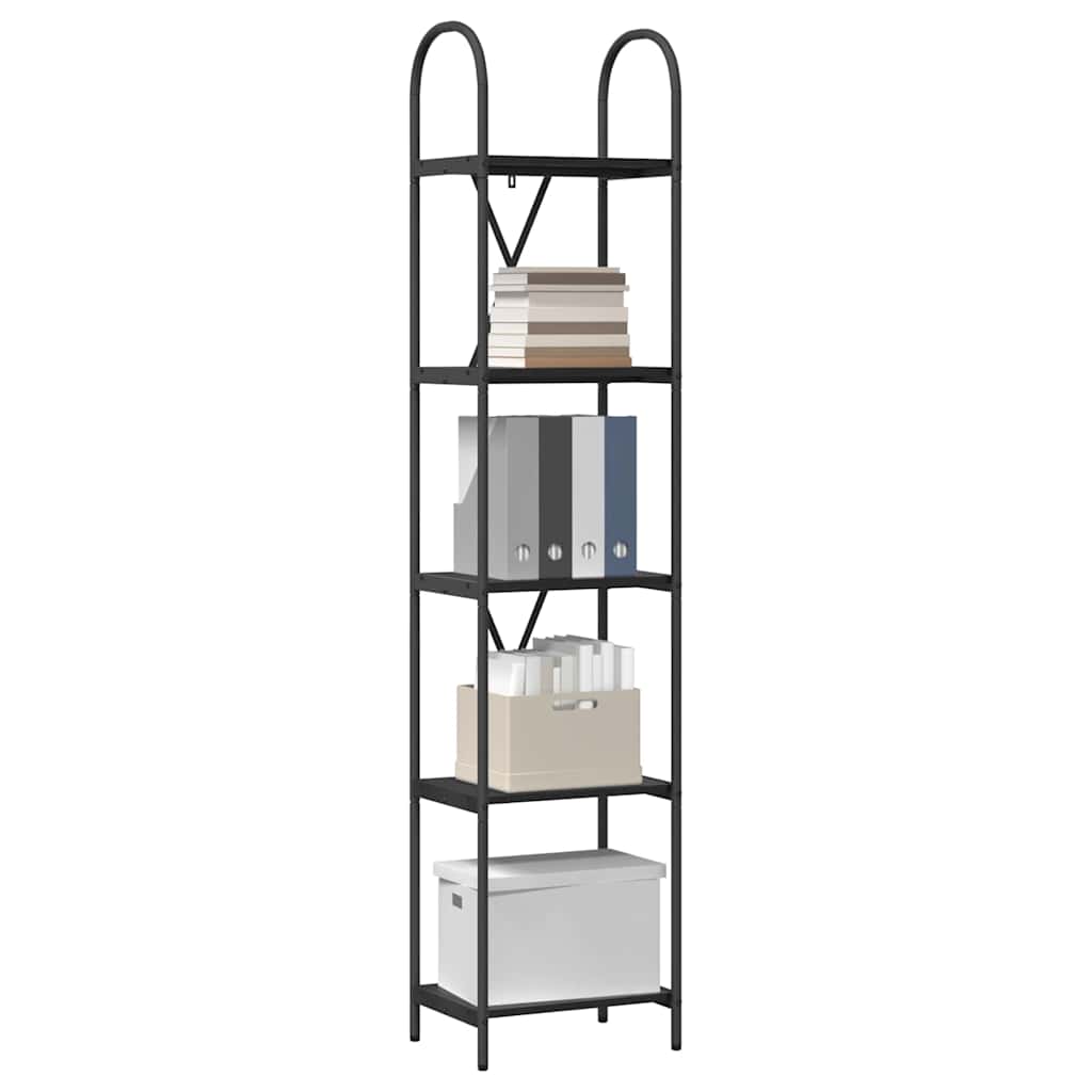 Bogreol 5 niveauer 40 x 30 x 183 cm Konstrueret træ Sort eg