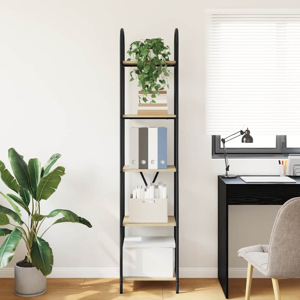 Bogreol 5 niveauer 40 x 30 x 183 cm Konstrueret træ Sonoma eg