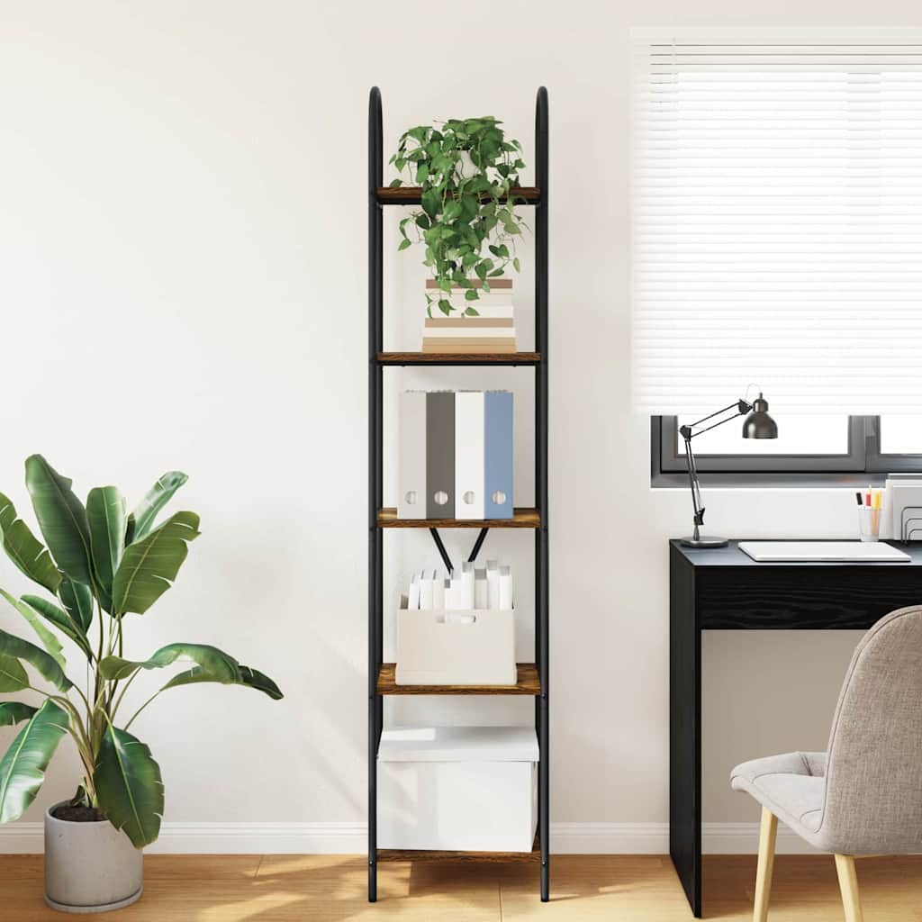 Bogreol 5 niveauer 40 x 30 x 183 cm Konstrueret træ Røget eg