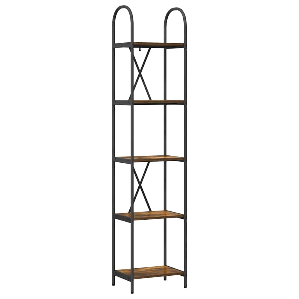 Bogreol 5 niveauer 40 x 30 x 183 cm Konstrueret træ Røget eg