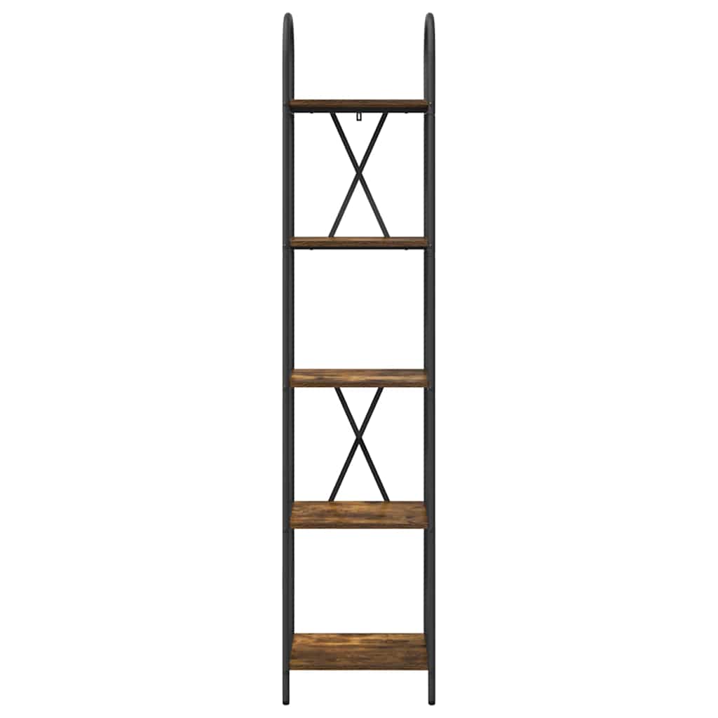 Bogreol 5 niveauer 40 x 30 x 183 cm Konstrueret træ Røget eg