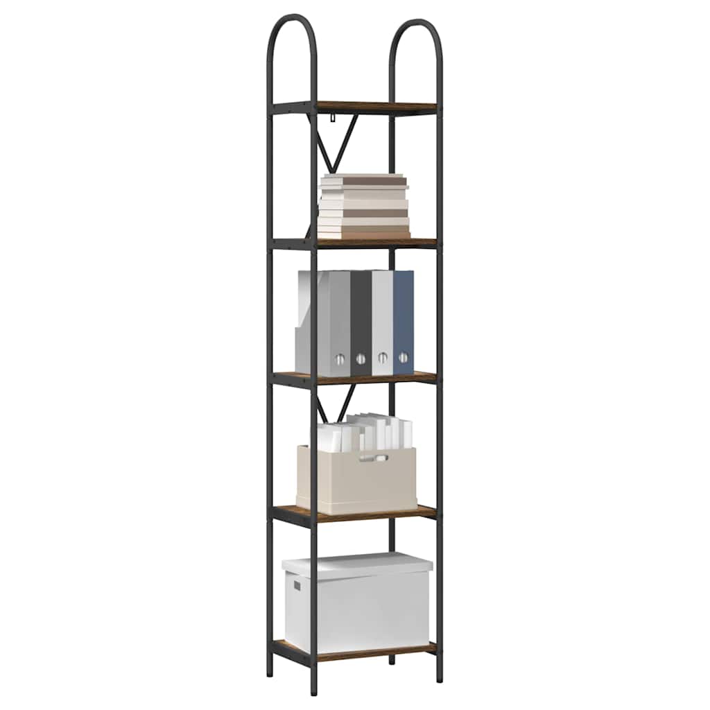 Bogreol 5 niveauer 40 x 30 x 183 cm Konstrueret træ Røget eg