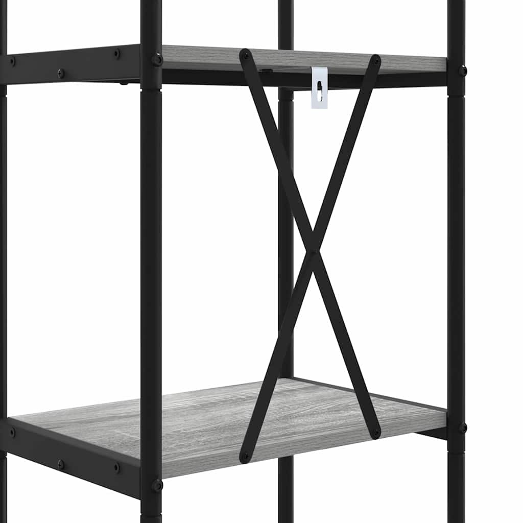 Bogreol 5 niveauer 40 x 30 x 183 cm Konstrueret træ Grå Sonoma