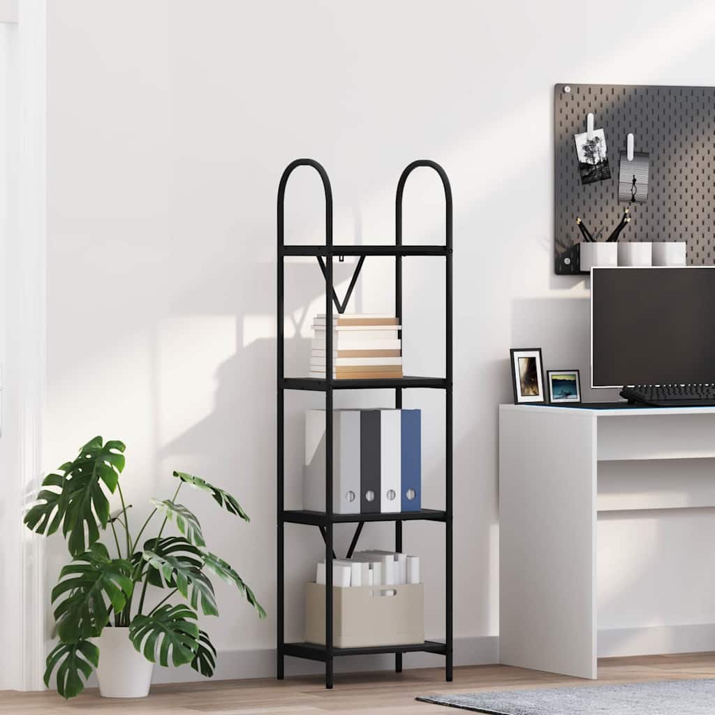 Bogreol 4 niveauer 40 x 30 x 146 cm Konstrueret træ Sort eg