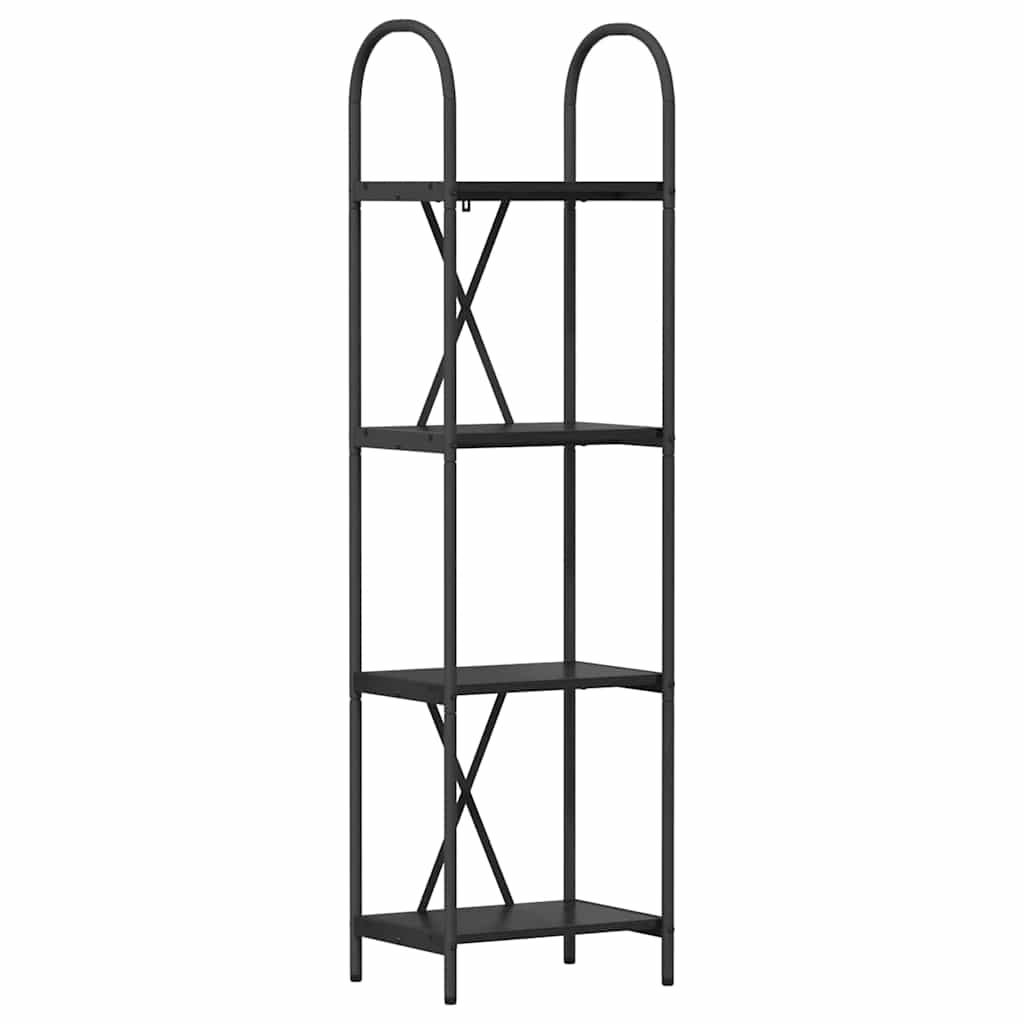 Bogreol 4 niveauer 40 x 30 x 146 cm Konstrueret træ Sort eg